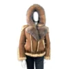 G-Gator Ladies Genuine Sheepskin Shearling / Crystal Fox Fur Motorcycle Jacket 1025.