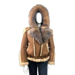 G-Gator Ladies Genuine Sheepskin Shearling / Crystal Fox Fur Motorcycle Jacket 1025.