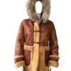 G-Gator Ladies Genuine Sheepskin / Coyote Fur 3/4 Length Parka Coat 1044.