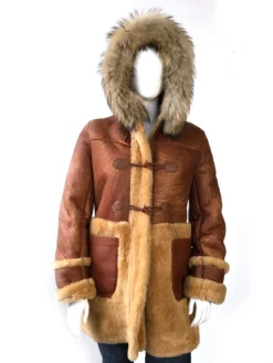 G-Gator Ladies Genuine Sheepskin / Coyote Fur 3/4 Length Parka Coat 1044.
