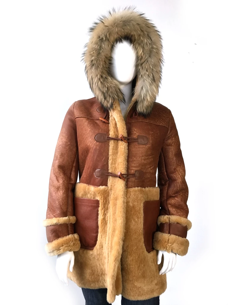 G-Gator Ladies Genuine Sheepskin / Coyote Fur 3/4 Length Parka Coat 1044.