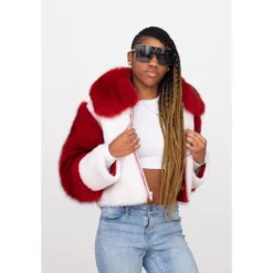 G-Gator Ladies Genuine Sheepskin / Fox Fur Sleeves / Collar Aviator Jacket 1067.