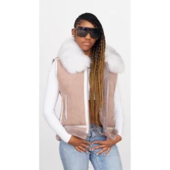 G-Gator Ladies Genuine Sheepskin Fox Fur Collar Vest 1057.