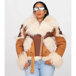 G-Gator Ladies Genuine Mongolian Fur Motorcycle Jacket 1012.