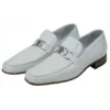 Mauri "Royalty" 3042 White Genuine Ostrich Leg Loafer Shoes.