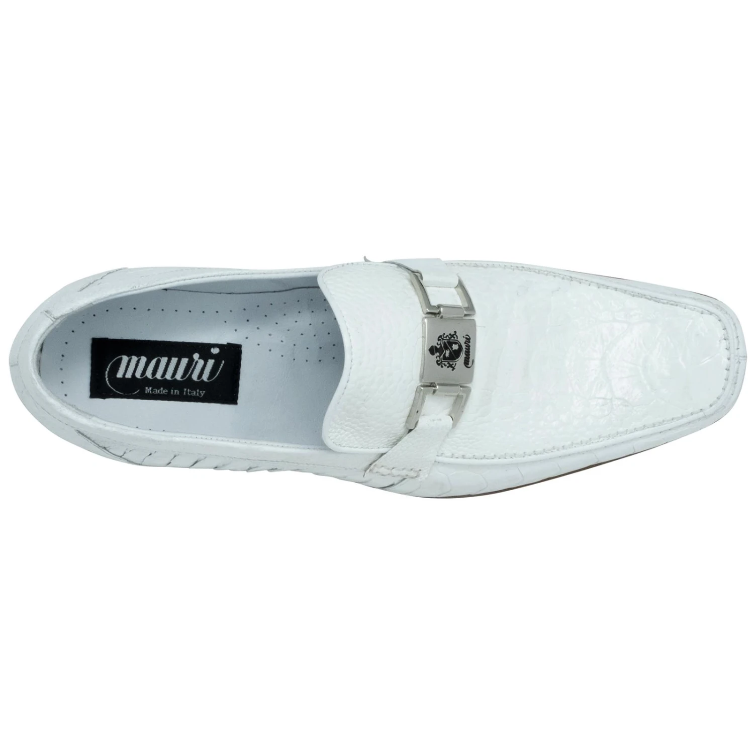 Mauri "Royalty" 3042 White Genuine Ostrich Leg Loafer Shoes. - Image 3
