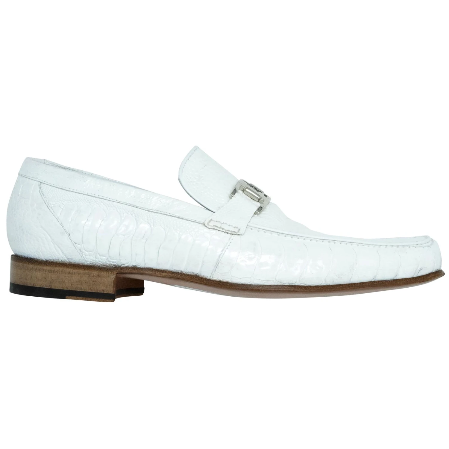 Mauri "Royalty" 3042 White Genuine Ostrich Leg Loafer Shoes. - Image 4