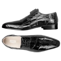 Fennix Italy 3228 Black All-Over Genuine Alligator Shoes.