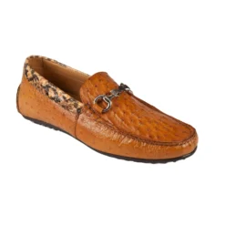 Mauri 3464 Chestnut Genuine Python / Ostrich Loafer Shoes.