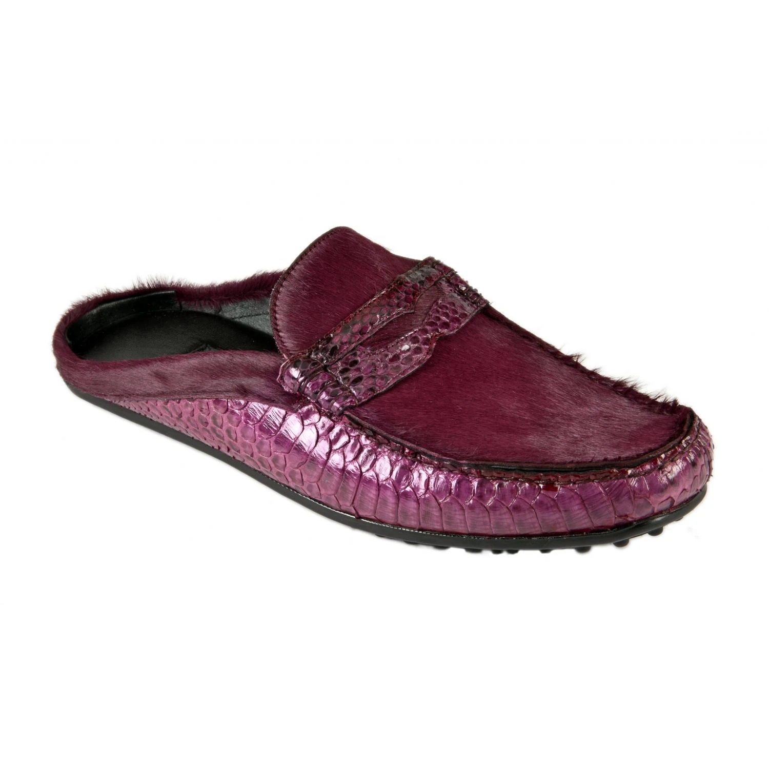 Mauri 3465 Burgundy Genuine Python / Pony Hair Half Shoes.