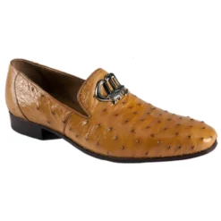 Mauri 4821/1 Tabac Genuine Ostrich Loafer Shoes.