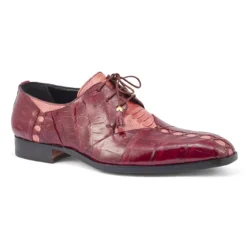 Mauri "Bumby" Fuchsia / Ruby Red Genuine Crocodile / Ostrich Leg Derby Oxford Shoes 4942.