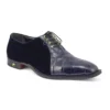 Mauri "Lenox" Wonder Blue Genuine Body Alligator / Velvet Embossed Oxford Shoes 4948.