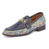 Mauri "Wealth" Two-Tone Blue Genuine Alligator / Gobelins Fabric / Calf-Skin Leather Horsebit Loafer Shoes 4983.