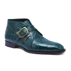 Mauri 4955 "Esquire" Hunter Green Genuine Alligator Monk Strap Alligator Ankle Boots.
