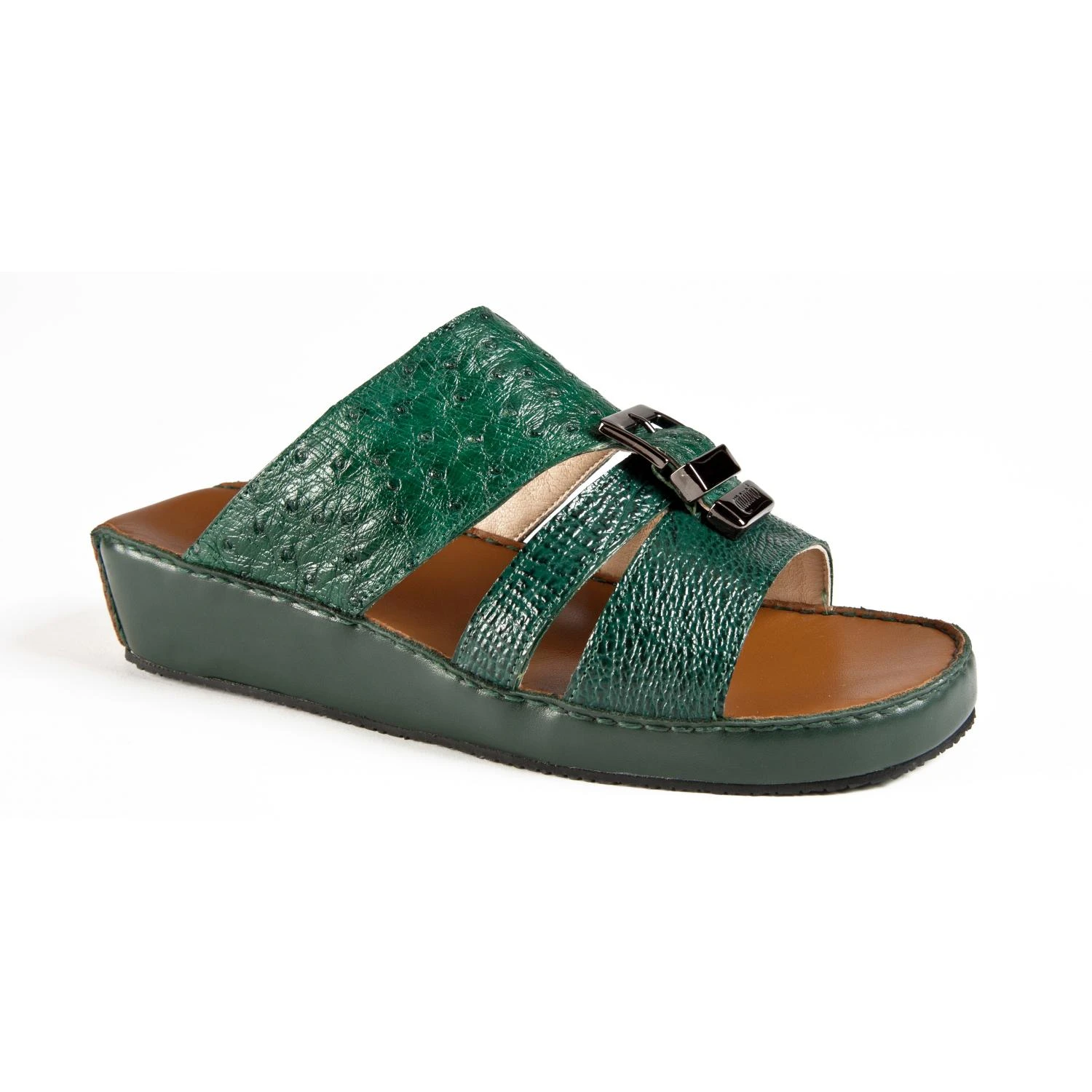 Mauri "5029/1" Forest Green Genuine Shark / Ostrich Platform Sandals.