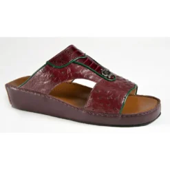 Mauri "5083" Bordo Genuine Ostrich / Ostrich Leg Platform Sandals.