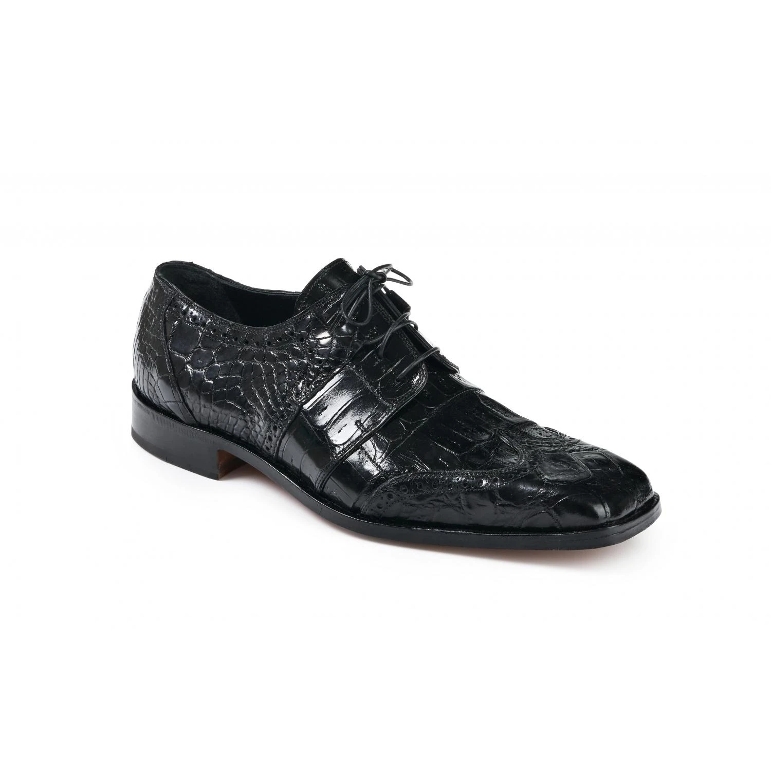Mauri " Crossroads " 53130 Black Genuine Body Alligator / Baby Crocodile Wingtip Shoes. - Image 4