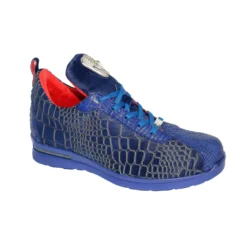 Fennix Italy "Bentley" Saphire Genuine Alligator / Calf-Skin Leather Pony Hair Casual Sneakers.