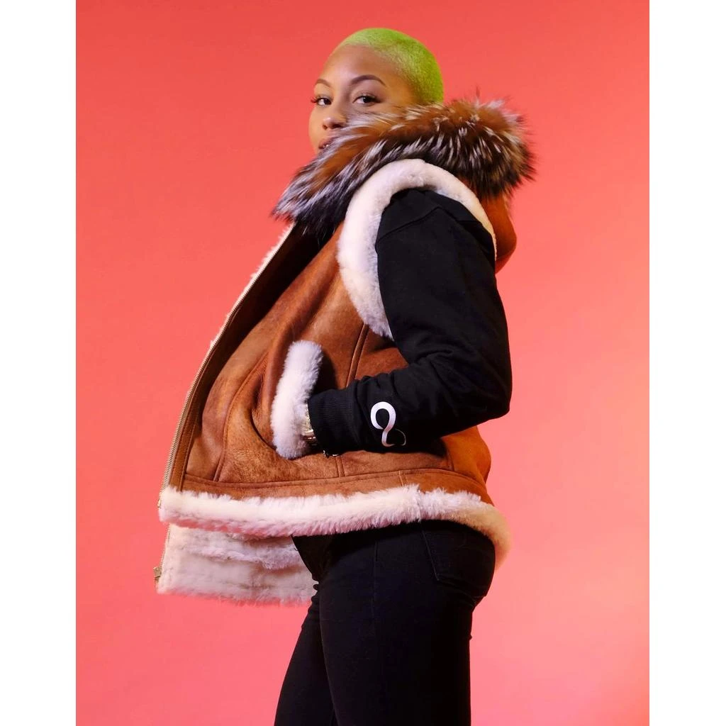 G-Gator Ladies Genuine Sheepskin With Fur Vest 1037. - Image 2