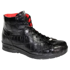 Fennix Italy "FRANCIS " Black Genuine Alligator Casual Sneakers.