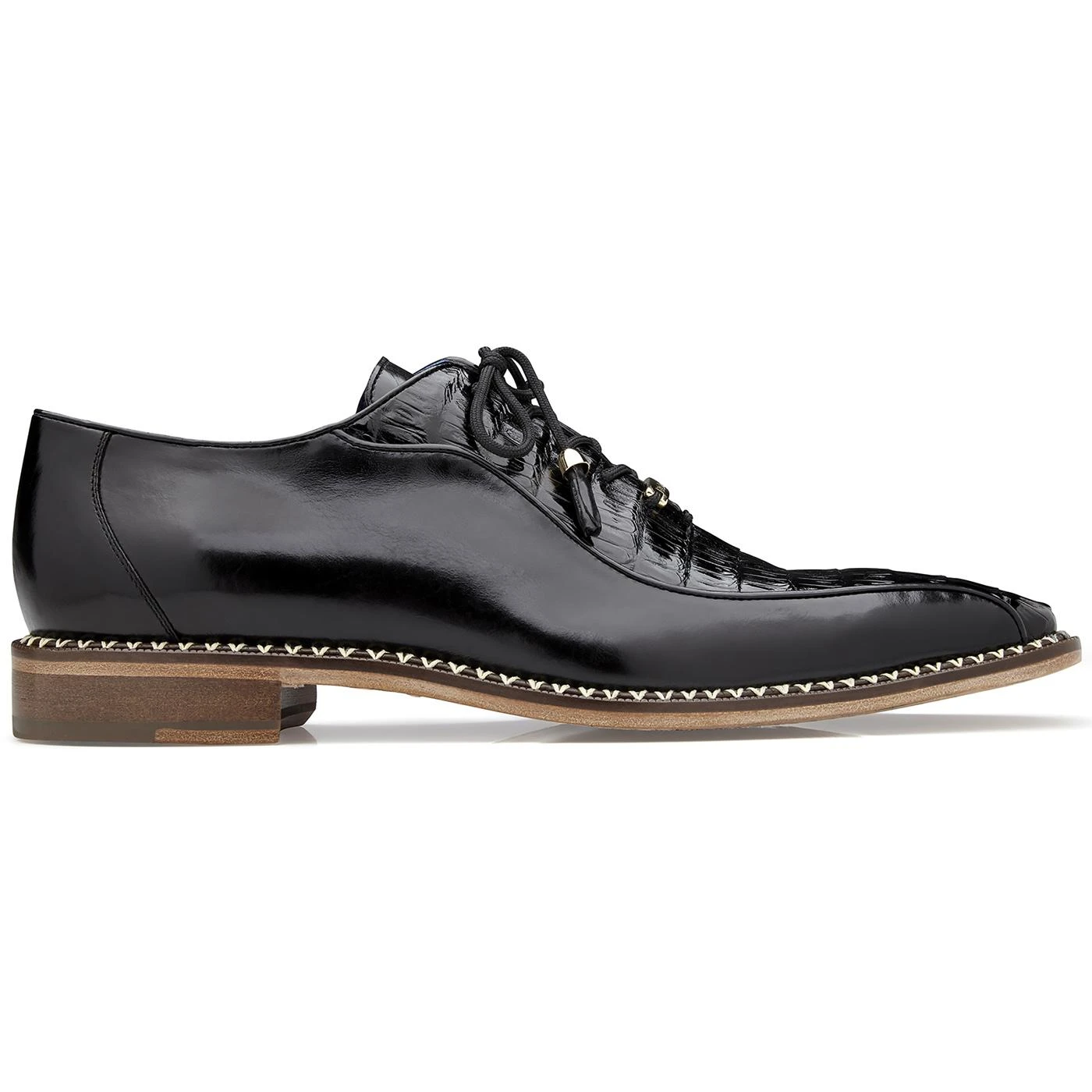 Belvedere "Gabriele" Black Genuine Alligator / Italian Calfskin Lace-up Shoes B04. - Image 2