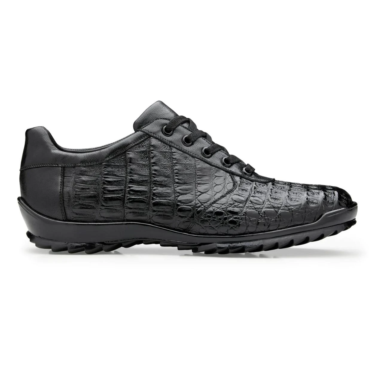 Belvedere "Germano" Black Genuine Crocodile / Calfskin Sneakers. - Image 2
