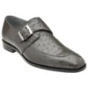 Belvedere "Josh" Gray Genuine Ostrich Monk Strap Loafer 114011.