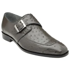 Belvedere "Josh" Gray Genuine Ostrich Monk Strap Loafer 114011.