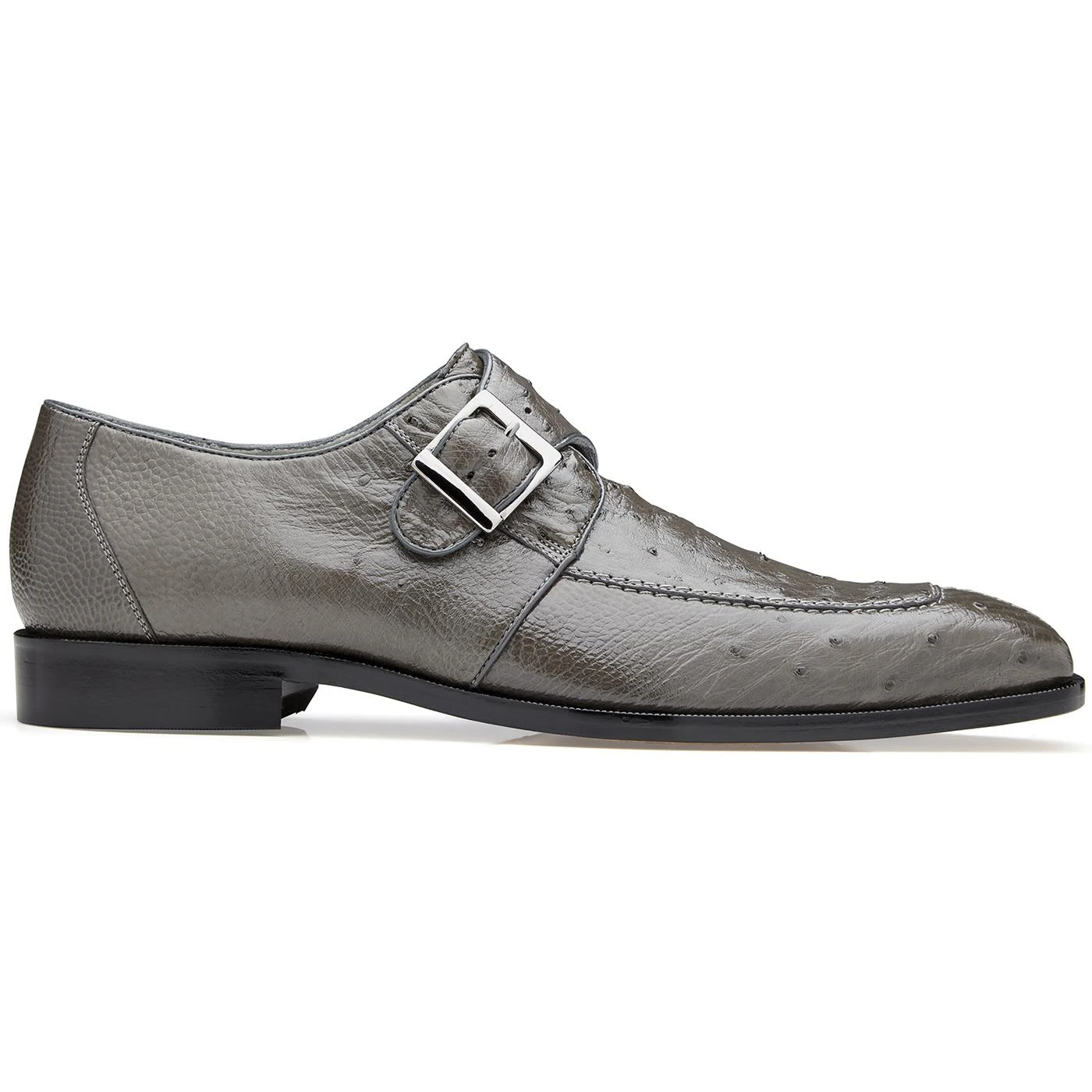 Belvedere "Josh" Gray Genuine Ostrich Monk Strap Loafer 114011. - Image 2