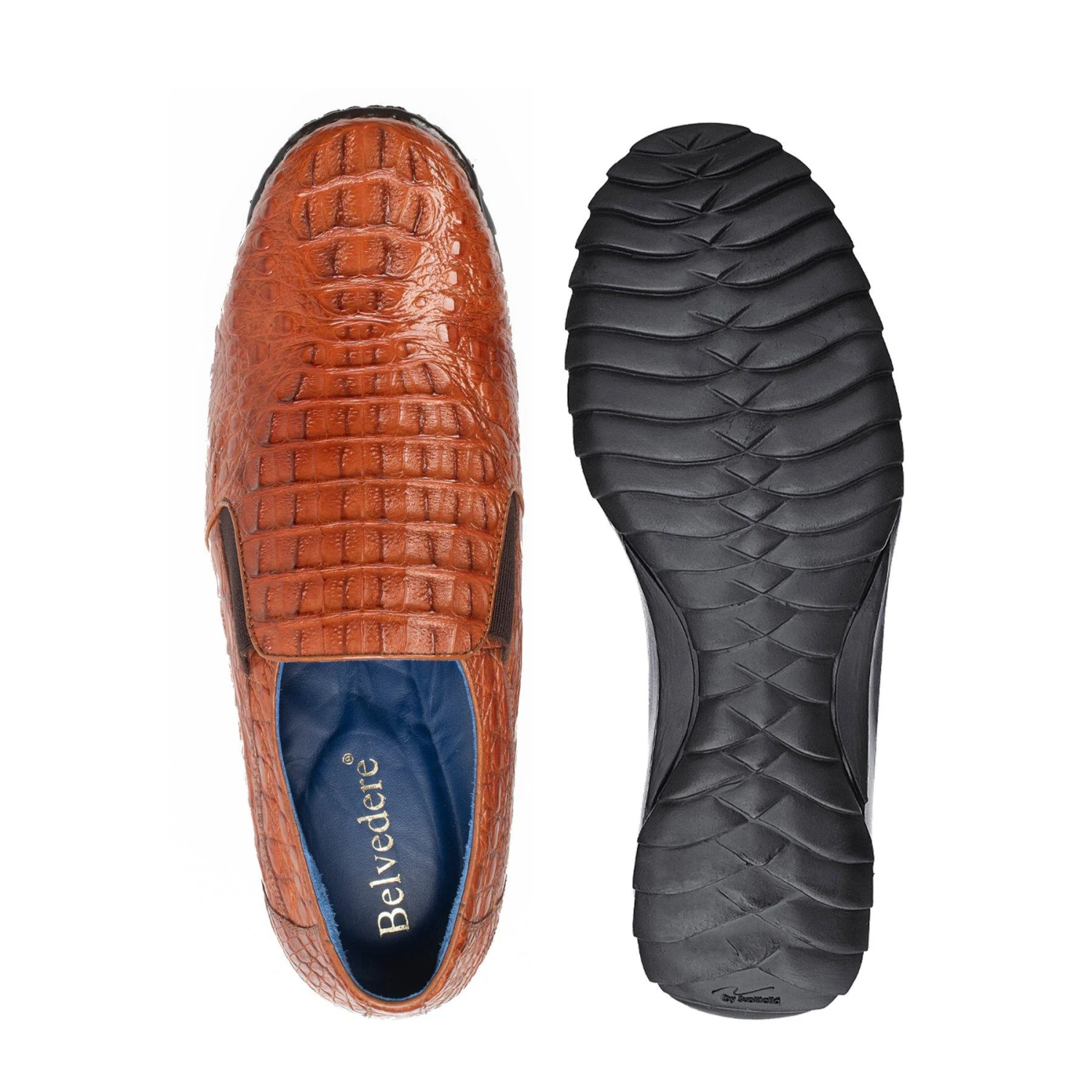 Belvedere "Jasper" Brandy Hornback Crocodile Casual Slip-On Sneakers Y16. - Image 2