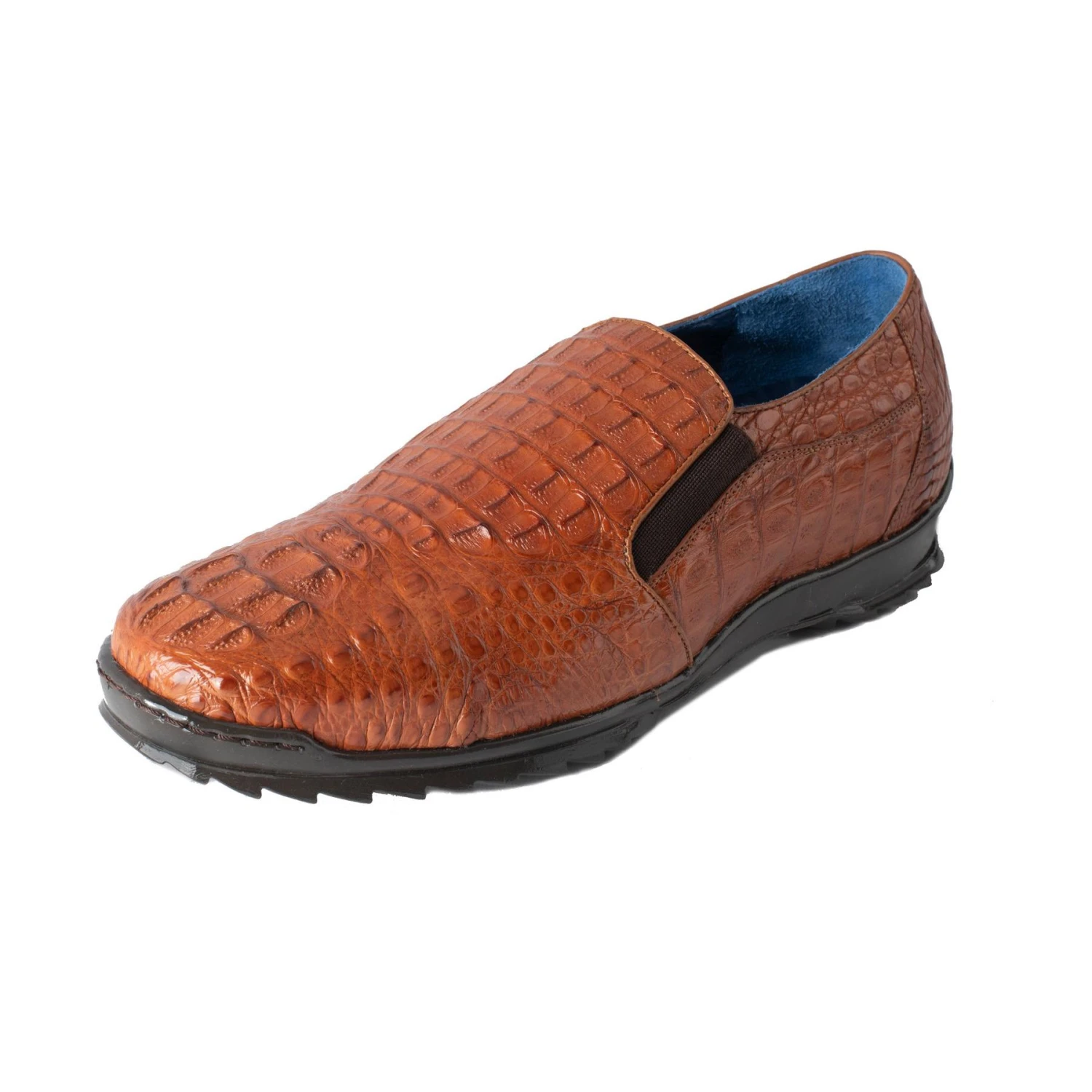 Belvedere "Jasper" Brandy Hornback Crocodile Casual Slip-On Sneakers Y16. - Image 3