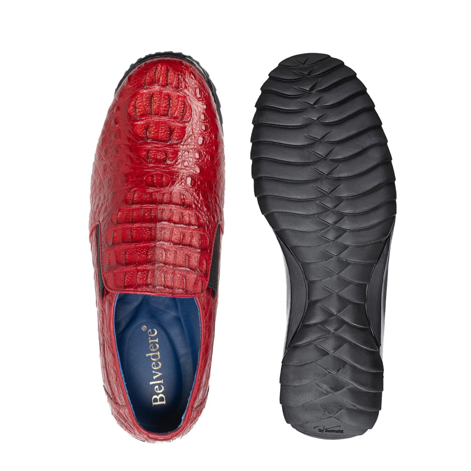 Belvedere "Jasper" Red Hornback Crocodile Casual Slip-On Sneakers Y16. - Image 2