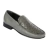 Lombardy Grey Genuine Quill Ostrich / Leather Penny Loafer Shoes ZLA040309.