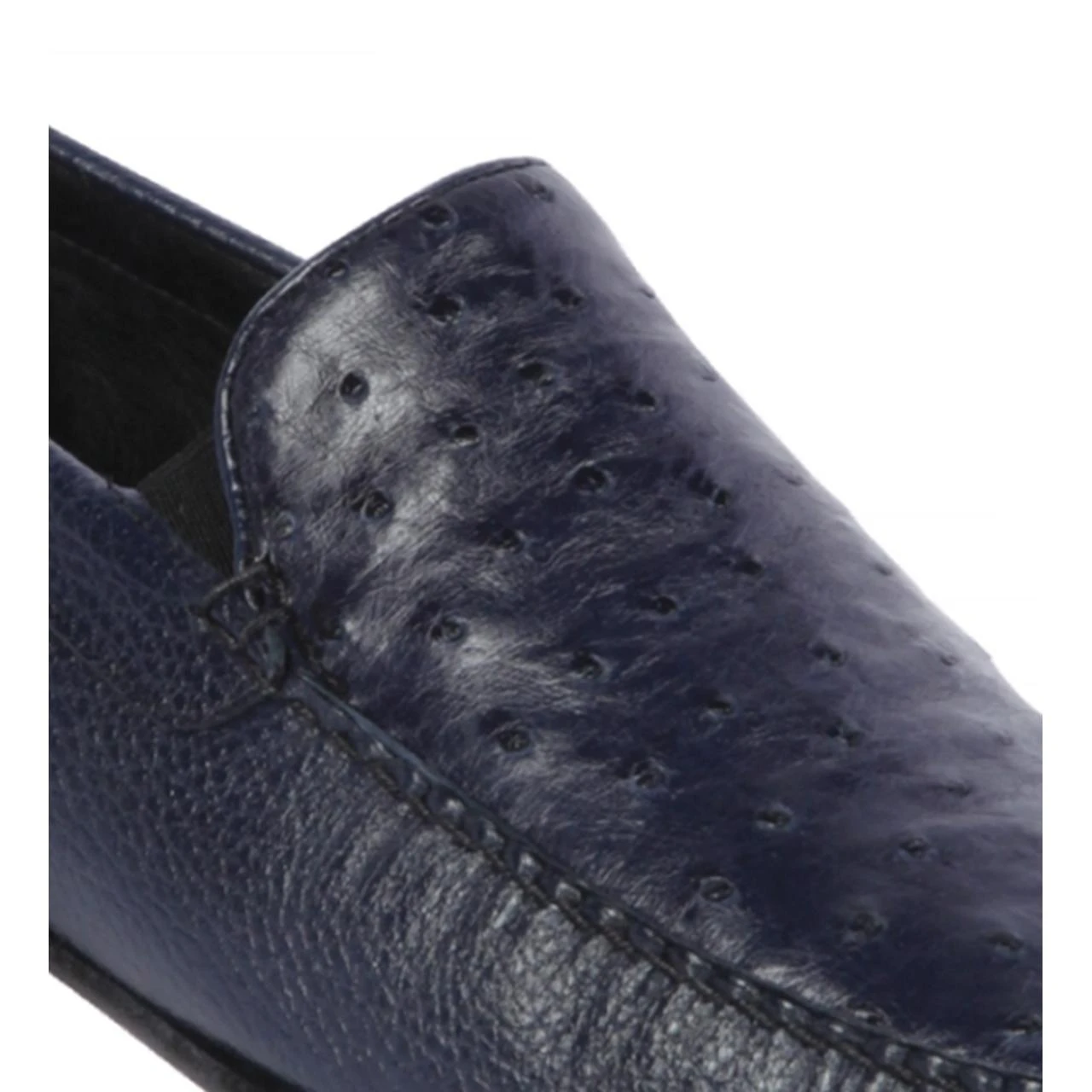 Lombardy Navy Blue Genuine Quill Ostrich / Leather Penny Loafer Shoes ZLA040310. - Image 2