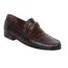 Lombardy Brown Genuine Crocodile / Leather Horsebit Loafer Shoes ZLA058207.