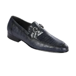 Lombardy Navy Blue Genuine Lizard Skin Horsebit Loafer Shoes ZLD010710.