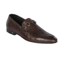 Lombardy Faded Brown Genuine Lizard Skin Horsebit Loafer Shoes ZLD010716.