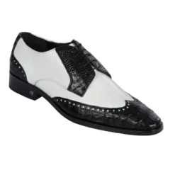Lombardy Black / White Genuine Crocodile / Leather Wingtip Dress Shoe ZLM018255.