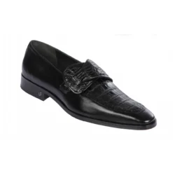 Lombardy Black Genuine Crocodile Dress Loafer With Side Loop ZLM038205.