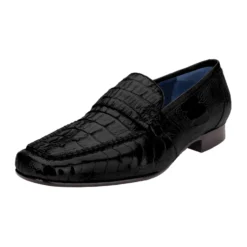 Belvedere "Natale" Black Genuine Genuine Crocodile And Ostrich Shoes 1029.
