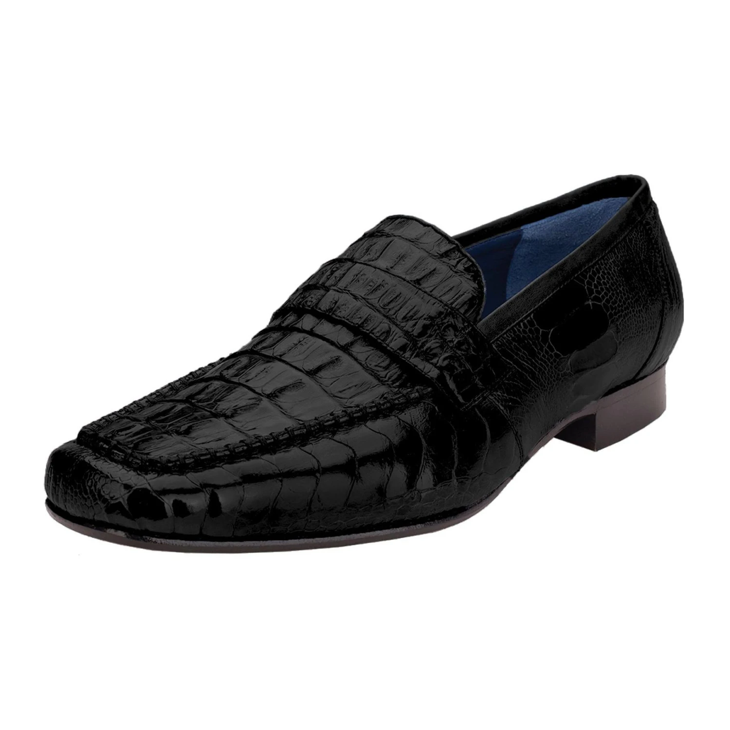 Belvedere "Natale" Black Genuine Genuine Crocodile And Ostrich Shoes 1029.