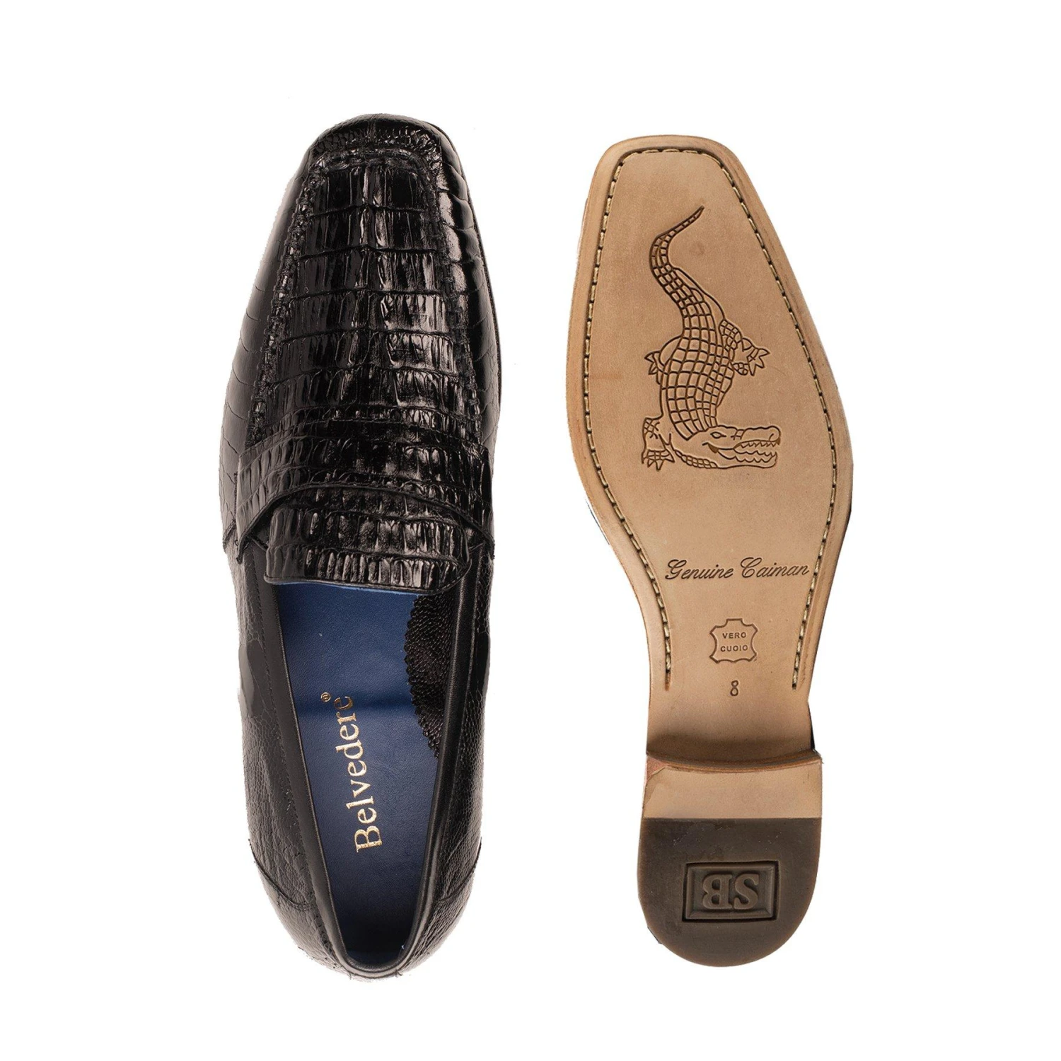 Belvedere "Natale" Black Genuine Genuine Crocodile And Ostrich Shoes 1029. - Image 3