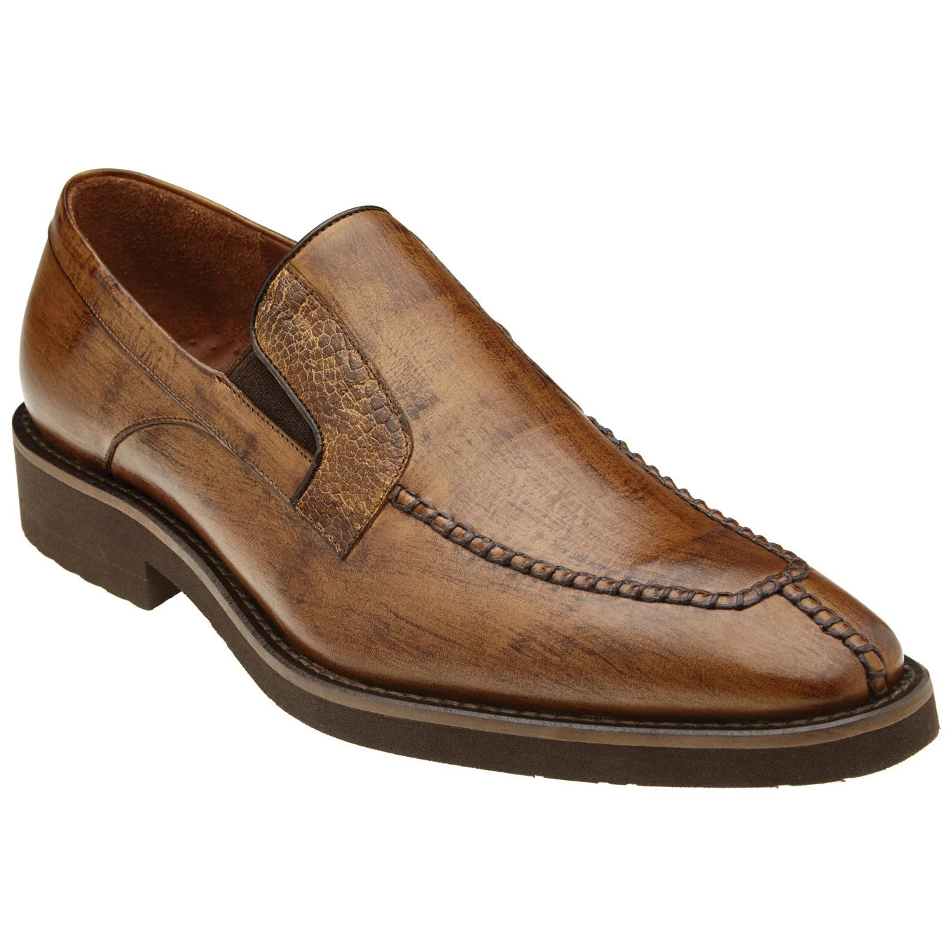 Belvedere "Pietro" Antique Almond Genuine Ostrich / Italian Calfskin Ultra Light Rubber Sole Loafer 4B7.