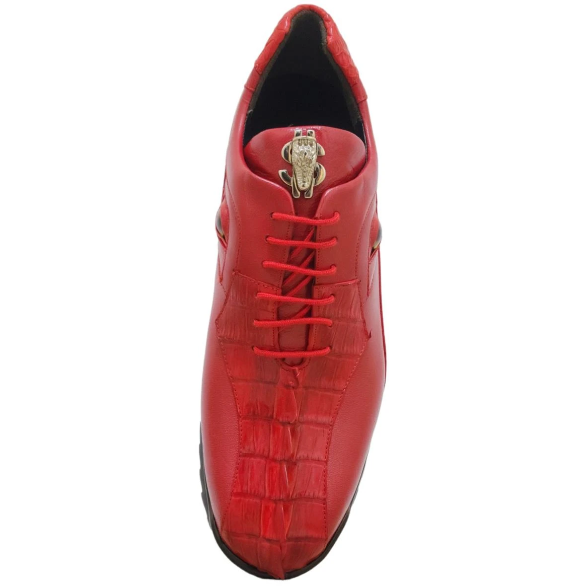 LA Exotics "Dino" Red Crocodile Tail / Lambskin Sneakers With Eyes ZC090112 - Image 3