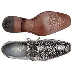 Belvedere "Alfred" Black Rust Genuine All Over Alligator Hand Painted Lace-up Shoes R08. - Image 2