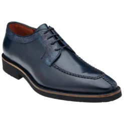 Belvedere "Samuel" Antique Blue Safari Genuine Ostrich / Italian Calfskin Ultra Light Rubber Sole Lace-up 4B5.