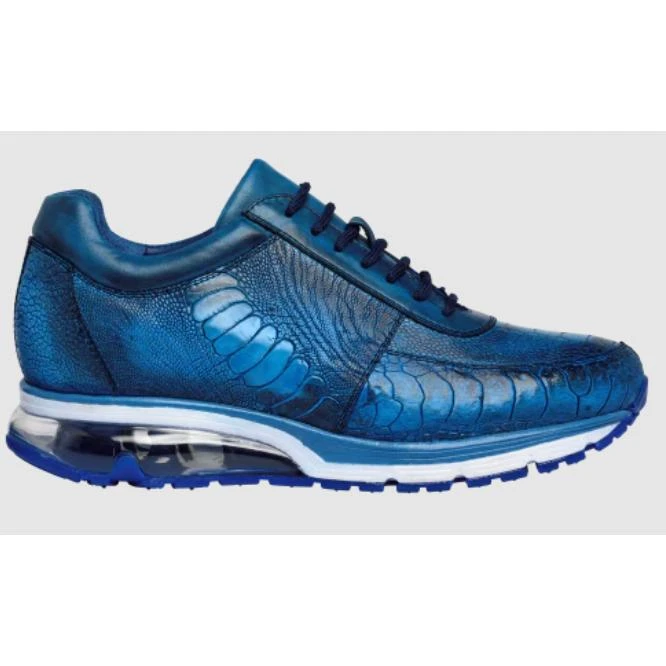 Belvedere "Todd" Antique Ocean Blue Genuine Ostrich Casual Sneakers. - Image 2