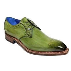 Fennix Italy "Tyler" Olive Genuine Alligator / Calfskin Lace-Up Shoes.