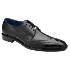 Belvedere "Valter" Black Genuine Caiman Crocodile And Lizard Dress Shoes.